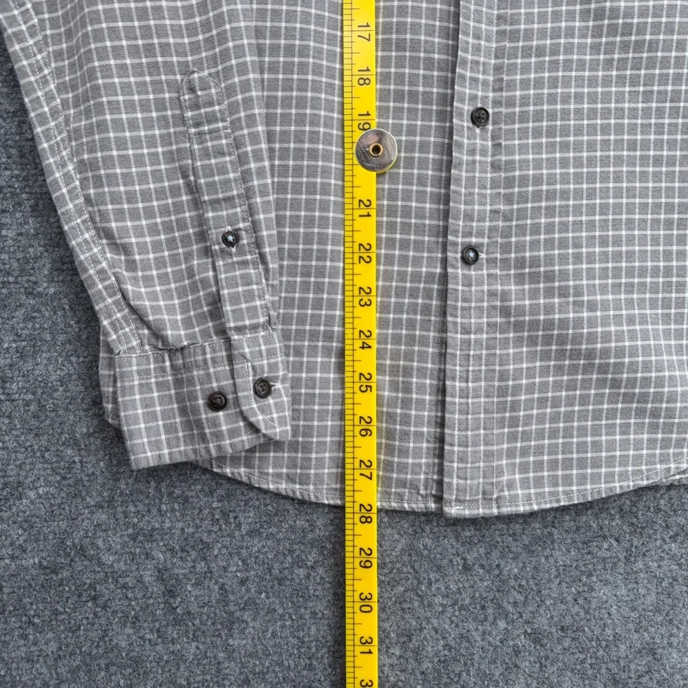 Banana Republic Luxe Flannel Men S Cotton Gray Grid Slim Fit Button Down Shirt